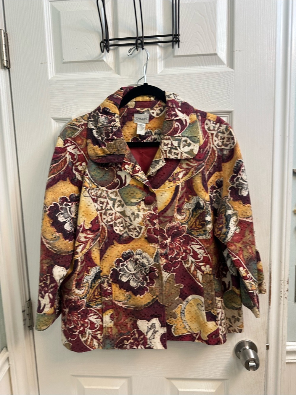 Chico's Floral Patterned Multicolor Jacket Chico’s size 3=XL